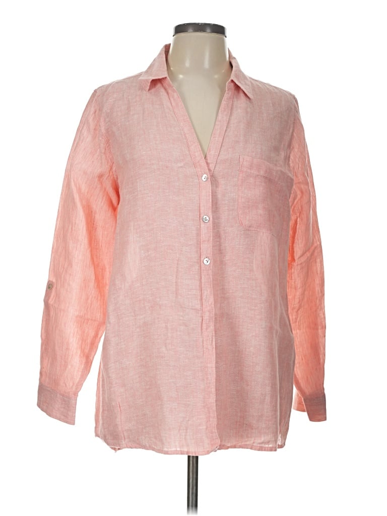 Pre-owned Sigrid Olsen 3/4 Sleeve Button Down Shirt In Pink