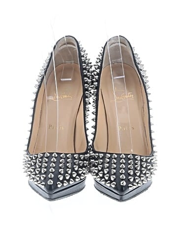Christian Louboutin Black Leather Pigalle Spikes 120mm Pumps  (view 2)