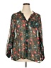 Kut from the Kloth 100% Polyester Floral Green Long Sleeve Blouse Size 2X - photo 1