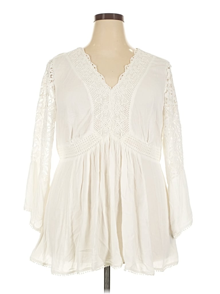Pre-owned Torrid 3/4 Sleeve Blouse In Ivory