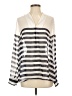 Aryn K. Stripes Silver Ivory Long Sleeve Blouse Size S - photo 1