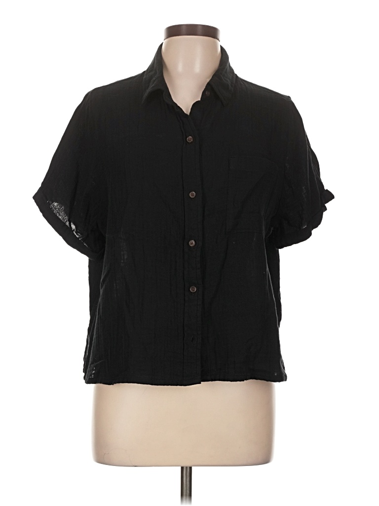 Pre-owned Old Navy Short Sleeve Blouse In Black
