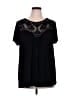 Green Envelope Solid Black Short Sleeve Blouse Size 1X - photo 1
