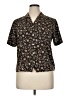 Appleseeds 100% Polyester Floral Brown Short Sleeve Blouse Size 14 - photo 1