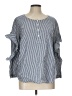Splendid Stripes Blue Silver 3/4 Sleeve Blouse Size L - photo 1