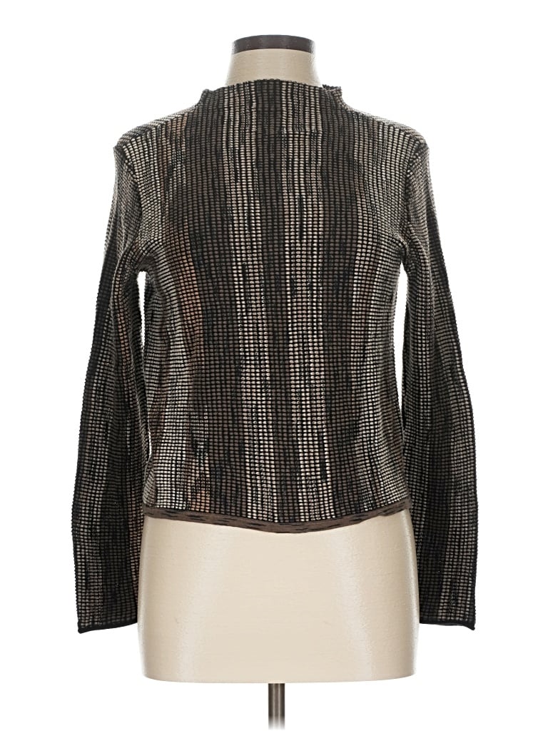 Pre-owned Nic + Zoe Long Sleeve Blouse In Silver