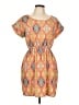Soprano 100% Polyester Print Orange Casual Dress Size L - photo 1