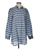 Garnet Hill Stripes Blue 3/4 Sleeve Button-Down Shirt Size S - photo 1