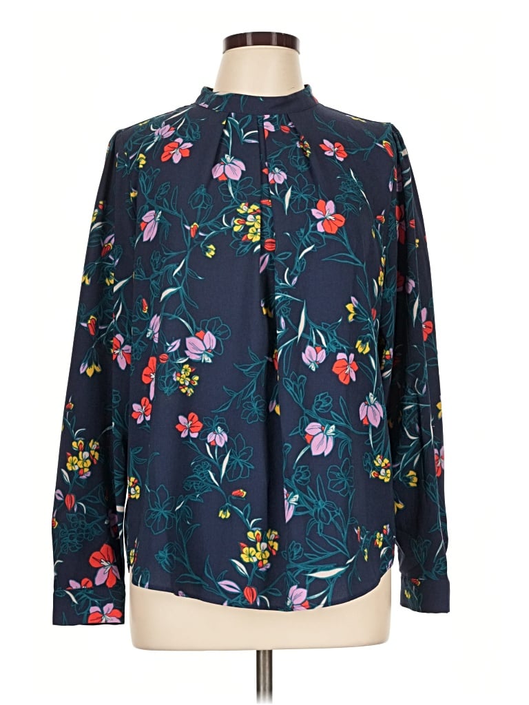 Pre-owned Halogen Long Sleeve Blouse In Blue