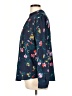 Halogen 100% Polyester Floral Blue Long Sleeve Blouse Size L - photo 5