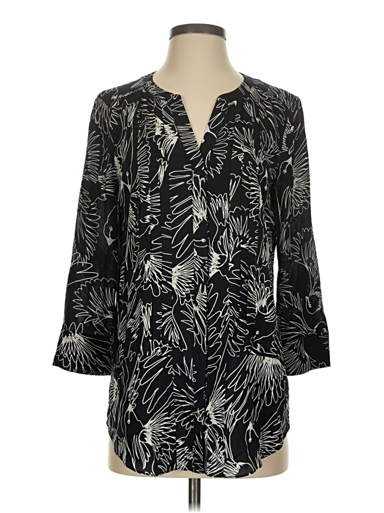 Pre-owned Maeve 3/4 Sleeve Blouse In Black