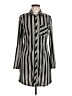 No Comment 100% Polyester Stripes Gray Casual Dress Size M - photo 1