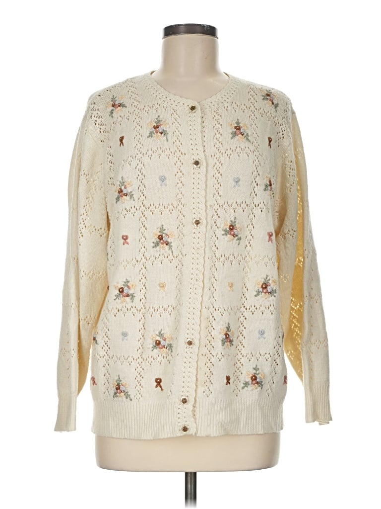 Pre-owned Assorted Brands Cardigan Sweater In Ivory