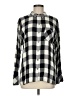 J.Jill 100% Rayon Checkered-gingham Black Long Sleeve Button-Down Shirt Size M - photo 1