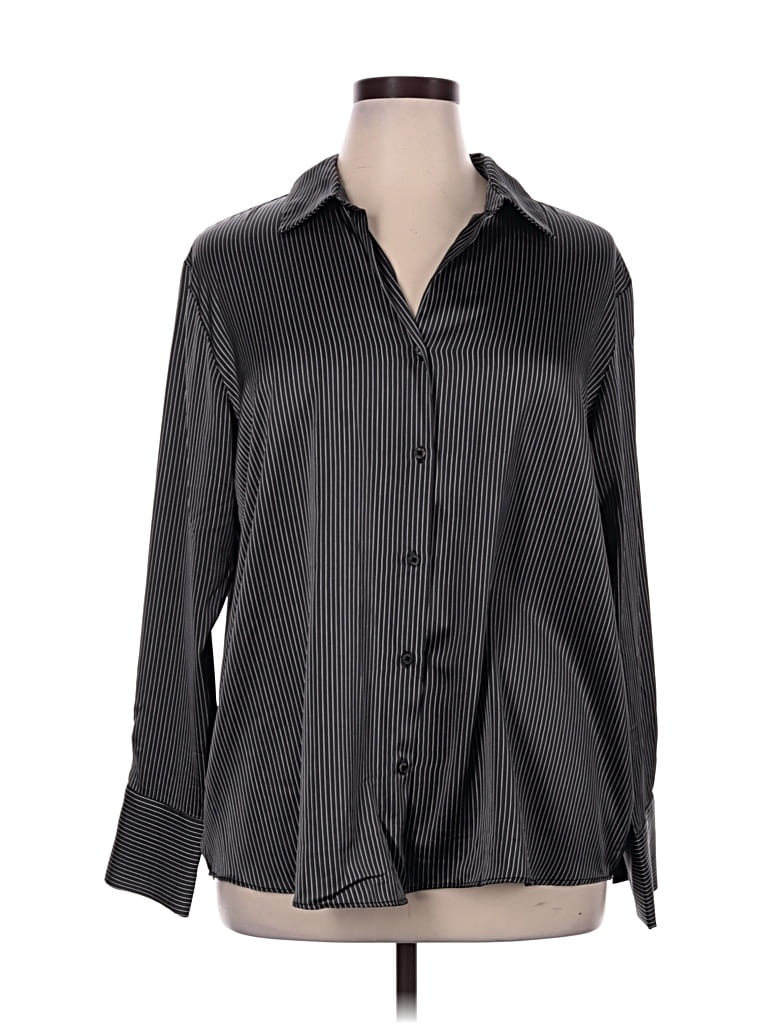 Pre-owned Maison D' Amelie Long Sleeve Blouse In Gray