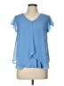 A. Byer 100% Polyester Blue Short Sleeve Blouse Size L - photo 1