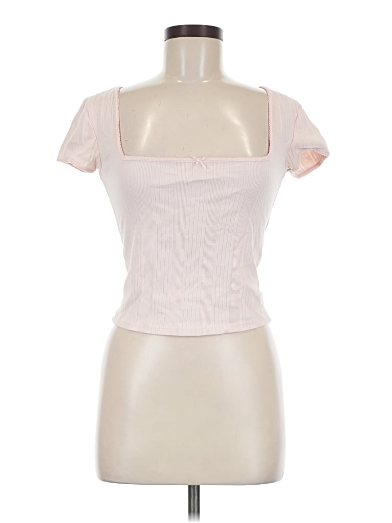 Pre-owned Bdg Short Sleeve Top Pink Sweetheart Neckline Tops