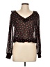 oasis 100% Polyester Print Black Long Sleeve Blouse Size 12 - photo 1