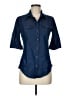 Lapis Blue 3/4 Sleeve Button-Down Shirt Size M - photo 1