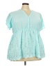 Torrid Teal Short Sleeve Blouse Size 3X Plus (3) - photo 1