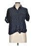 Love Notes 100% Rayon Polka Dots Blue Black Short Sleeve Blouse Size L - photo 1