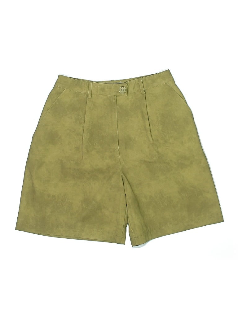 Topshop Faux Leather Shorts In Green