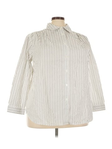 Roaman's 3/4 Sleeve Button-Down Shirt (view 1)