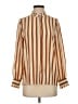 Sézane 100% Silk Stripes Brown Long Sleeve Silk Top Size EU (FR) 36 / US 4 - photo 1