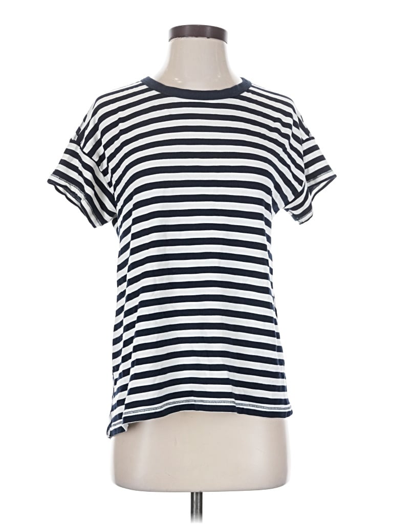 Pre-owned Rag & Bone Short Sleeve Top White Stripes Pattern Boatneck Tops