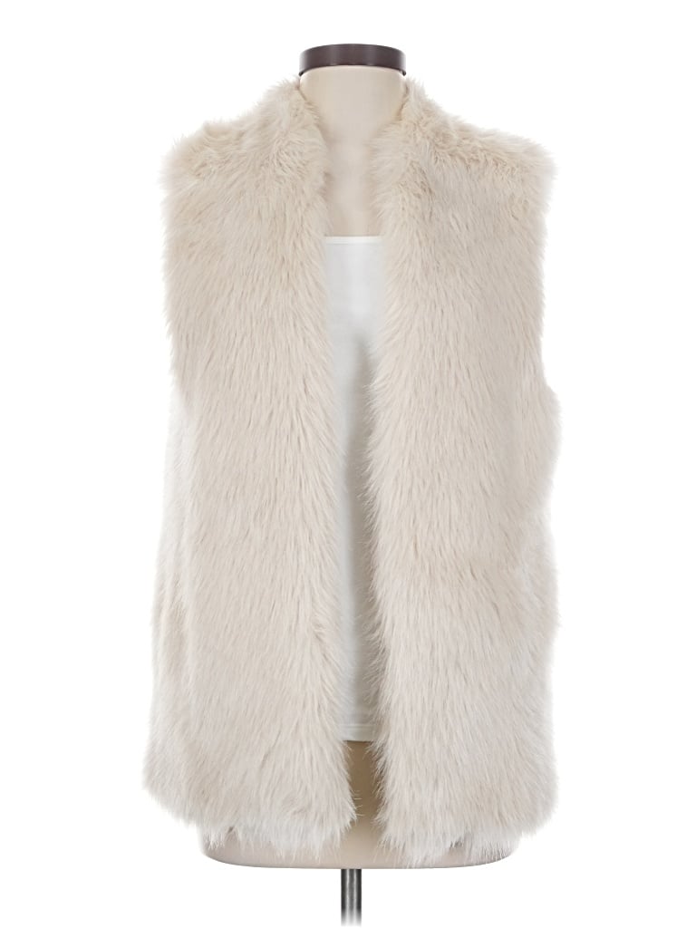 Pre-owned Club Monaco Faux Fur Vest In Ivory