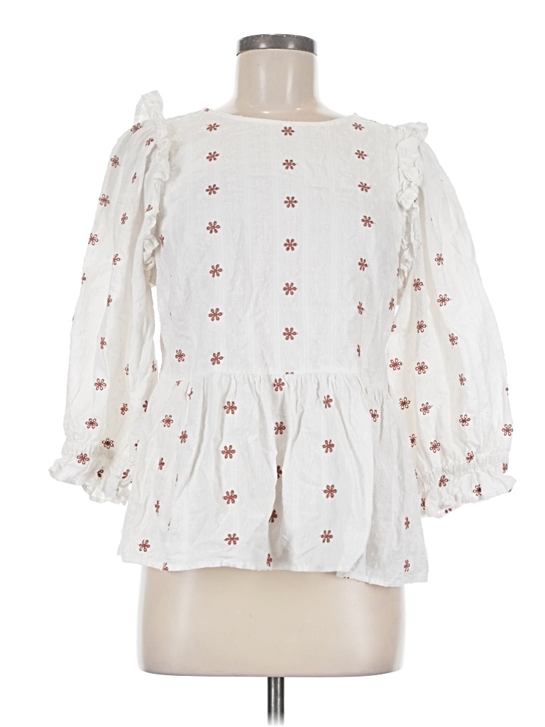 Pre-owned Universal Thread 3/4 Sleeve Blouse In White