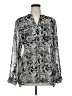 Rafaella Studio 100% Polyester Paisley Silver Long Sleeve Blouse Size XL - photo 1