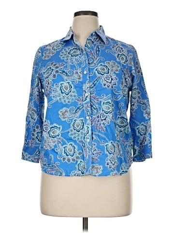 Chaps 3/4 Sleeve Button-Down Shirt (view 1)
