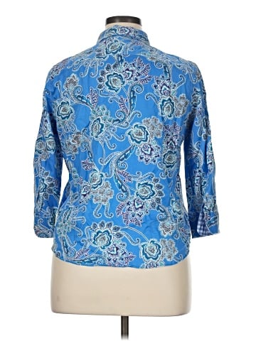 Chaps 3/4 Sleeve Button-Down Shirt (view 2)