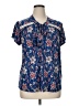 Lavish Floral Blue Short Sleeve Blouse Size 1X - photo 1