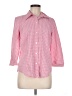 IZOD Checkered-gingham Pink 3/4 Sleeve Button-Down Shirt Size M - photo 1