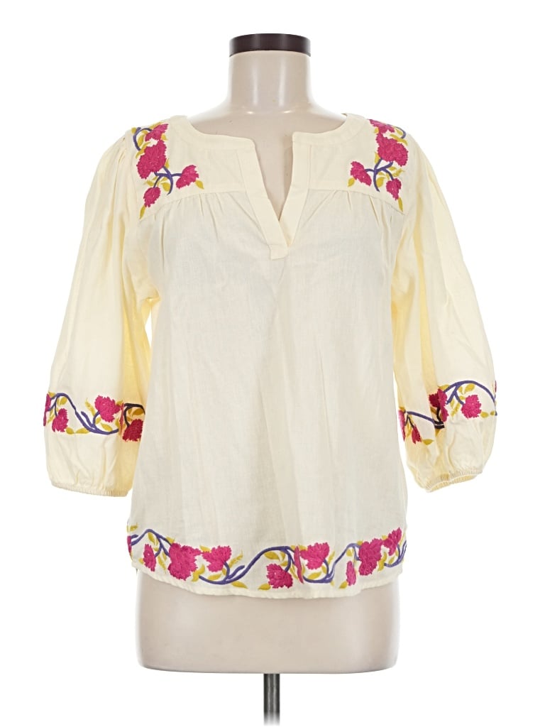 Pre-owned Roller Rabbit 3/4 Sleeve Blouse In Ivory
