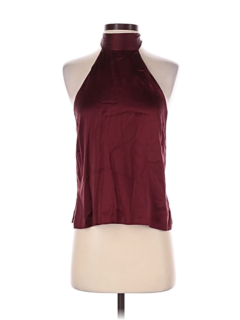 Pre-owned Cami Nyc Sleeveless Silk Top Burgundy Halter Neckline Tops