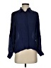 Nonoo 100% Silk Blue Long Sleeve Silk Top Size 2 - photo 1