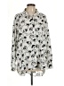 Karl Lagerfeld Paris 100% Polyester Print Silver Long Sleeve Blouse Size L - photo 1