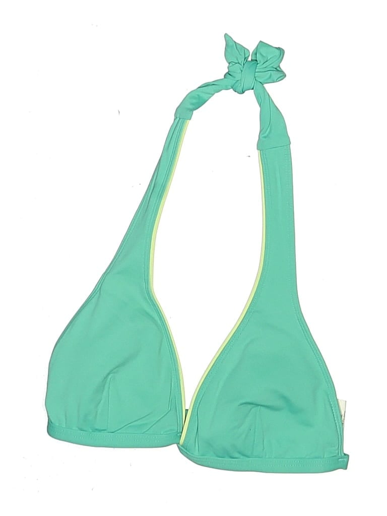 Pre-owned Jantzen Swimsuit Top Green Solid Pattern Swimwear