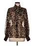 MNG 100% Polyester Animal Print Brown Long Sleeve Blouse Size 6 - photo 1