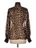 MNG 100% Polyester Animal Print Brown Long Sleeve Blouse Size 6 - photo 2