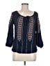 Solitaire 100% Rayon Blue 3/4 Sleeve Blouse Size M - photo 1