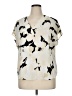 Apt. 9 100% Polyester Print Ivory Short Sleeve Blouse Size XL - photo 1