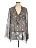 Hale Bob Silver 3/4 Sleeve Silk Top Size L - photo 1