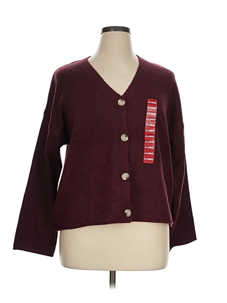 Pre-owned Member's Mark Cardigan Sweater In Burgundy