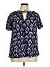 Lane Bryant 100% Cotton Blue Short Sleeve Blouse Size 14 - 16 Plus - photo 1