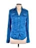 Cache Blue Long Sleeve Silk Top Size L - photo 1