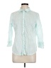 IZOD Stripes Teal 3/4 Sleeve Button-Down Shirt Size L - photo 1